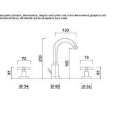 3-hole countertop washbasin tap with adjustable spout Lyford