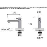 Countertop single-lever washbasin tap made of stainless steel with aerator Topile