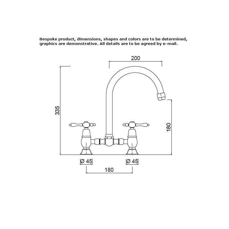 Two-hole countertop washbasin tap with adjustable spout Slavnoye