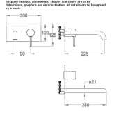 Stainless steel wall-mounted washbasin tap with plate Tekom