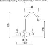 1-hole washbasin tap with adjustable spout, without stopper Slavnoye