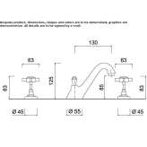 3-hole countertop washbasin tap Retinne