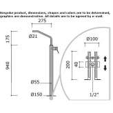 Floor-standing 1-hole stainless steel washbasin tap Orroli