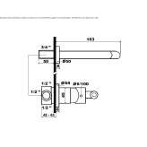 Two-hole, single-lever, wall-mounted washbasin faucet Mantinos