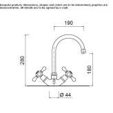 Countertop washbasin tap with 1 hole Brunete