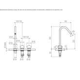 3-hole steel countertop washbasin tap with individual rosettes Culhat