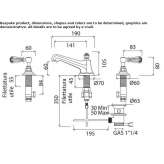 3-hole countertop washbasin tap with automatic stopper Gosfield