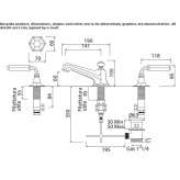 3-hole countertop washbasin tap with automatic stopper Zevio