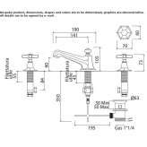 3-hole washbasin tap with individual rosettes Lenham