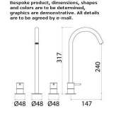 3-hole countertop washbasin tap made of stainless steel Vlasivka