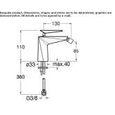 Single-lever countertop bidet faucet without waste Pisek