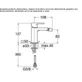 Single-lever countertop bidet faucet without waste Ferez