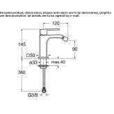 Single-lever countertop bidet faucet without waste Lirio