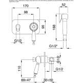 Steel single-lever wall-mounted bidet faucet with shower Altania