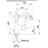 Countertop, single-lever, steel bidet faucet Altania