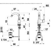 Countertop, single-lever, steel bidet faucet Lliria