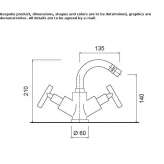 Countertop bidet faucet with 1 hole and swivel spout Icard