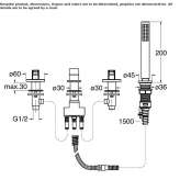 4-hole bathtub faucet for countertop installation with a shower hand Pisek