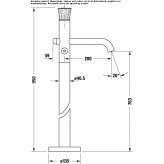 Floor-standing 1-hole bathtub faucet with diverter Truckee