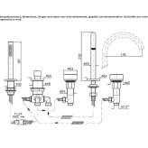 Countertop-mounted bathtub faucet with a hand shower and single marble rosettes Hejnice