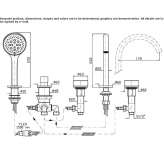 Countertop-mounted bathtub faucet with a hand shower and single marble rosettes Hejnice