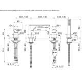 Countertop-mounted bathtub faucet with a shower hand and diverter Duhanas