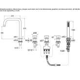 5-hole bathtub faucet with hand shower Jardin