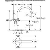 Free-standing bathtub tap with swivel spout and shower head Vryses