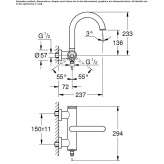2-hole wall-mounted bathtub faucet Vryses