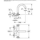 Two-hole wall-mounted bathtub faucet with individual rosettes Vryses