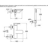 Single-lever wall-mounted bathtub faucet with a hand shower Ilford