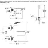 Wall-mounted bathtub faucet with a shower hand Imatra