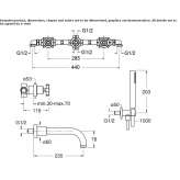 Wall-mounted bathtub set with hand shower Narvik