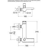 Single-lever wall-mounted bathtub faucet Ardud