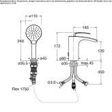 Deck mounted bathtub faucet with hand shower Mocoa