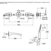 Contemporary 5-hole wall-mounted bathtub faucet Mocoa