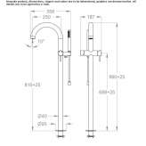 Bathtub faucet standing on the floor with a shower hand Jojutla