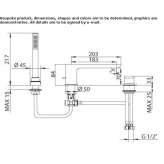 3-hole bathtub faucet for countertop installation, with diverter and hand shower Charly