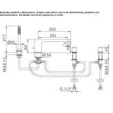 Countertop-mounted bathtub faucet, 4-hole, with diverter and shower hand Charly