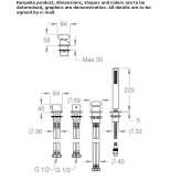 4-hole bathtub faucet for countertop installation with a shower hand Perico