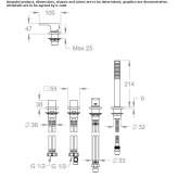 4-hole deck mounted bathtub faucet with hand shower Claix