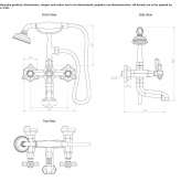 Two-hole wall-mounted bathtub faucet with a hand shower Trier