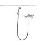 Brass wall-mounted bathtub faucet with a hand shower Lastovo