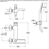 Wall-mounted bathtub faucet with a shower hand Ardud