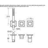 Single-lever bathtub set with diverter and shower hand Valseca