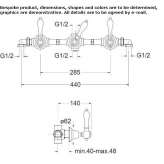 3-hole wall-mounted bathtub faucet with diverter Marmion