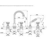 Steel 5-hole deck mounted bathtub faucet Bobowo