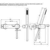 External wall-mounted bathtub faucet with a shower hand Ruviano