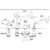 Steel bathtub faucet with single handle and diverter, mounted on the countertop Altania