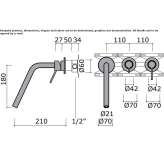 Set of 4-hole stainless steel wall-mounted bathtubs Orroli